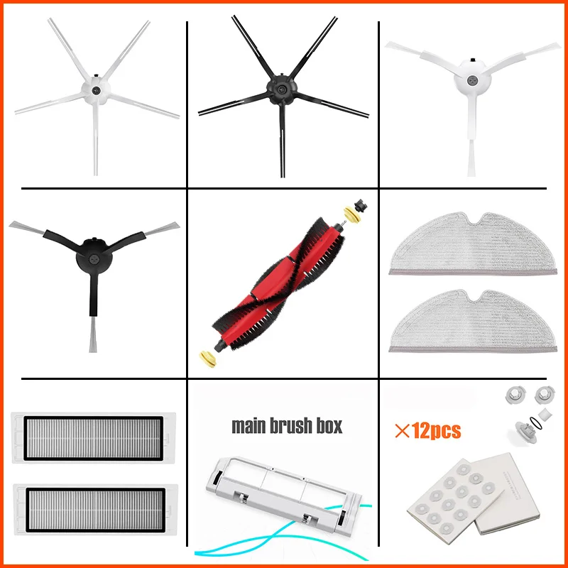 Todos os acessórios para xiaomi roborock s5 s6max puro s60 s65 s50 e25 e4 aspirador de pó robótico lado principal escova hepa filtro mop