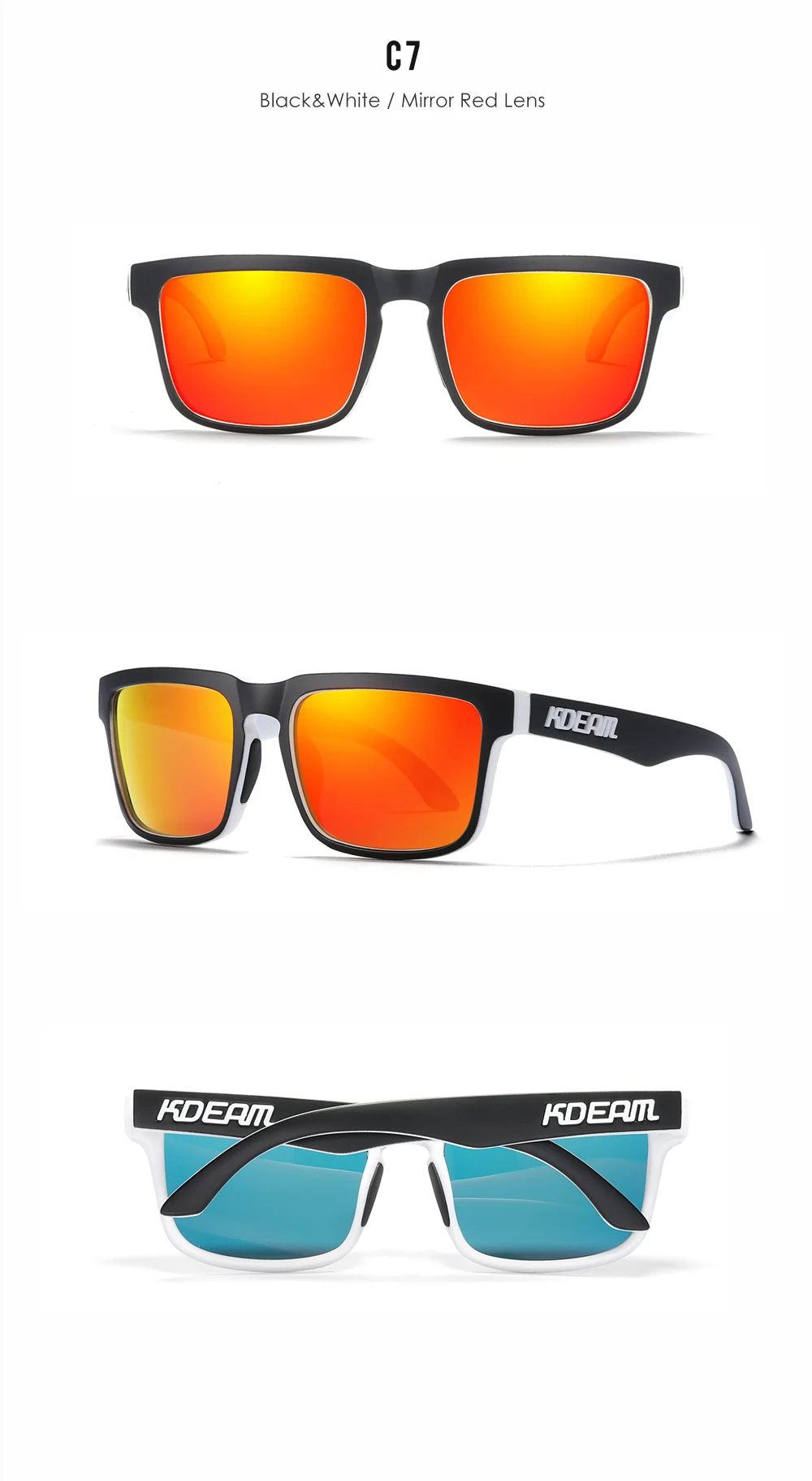 KDEAM männer Polarisierte Sonnenbrille Angeln Lebensstil Gespiegelt Farbe Blockieren Sonnenbrille Frauen Legende Platz Sonnenbrille Mit Box – Detail 32