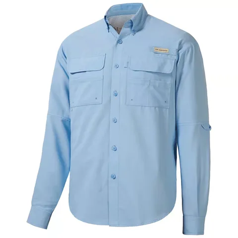 BASSDASH Camisa masculina de manga comprida com botão de pesca UPF 50 de desempenho de secagem rápida FS21M