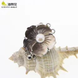 High quality 3 rows flower buckle alloy pearl shell buckle woman girl DIY handmade accessories jewelry wholesale price
