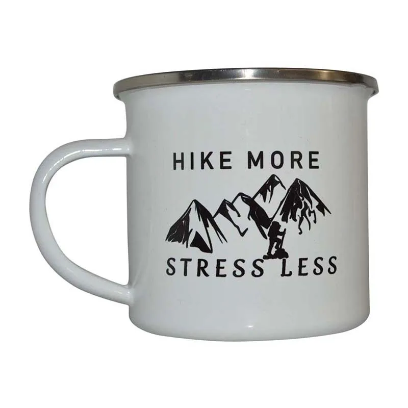 

Funny Camp Mug Enamel Camping Coffee Cup Gift Hike More Stress Less Camping Gear