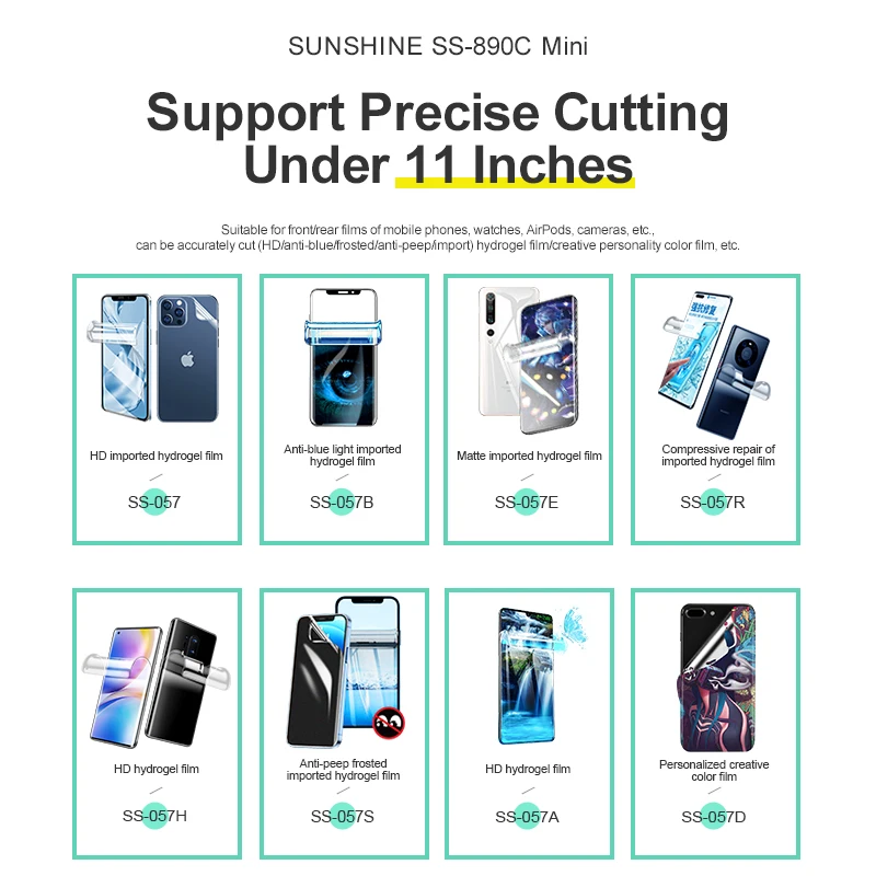 SUNSHINE SS-890C MINI DIY Film Cutting Machine Intelligent WIFi+Bluetooth Cloud Database Smart Phone Hydrogel Film Cutting Tool