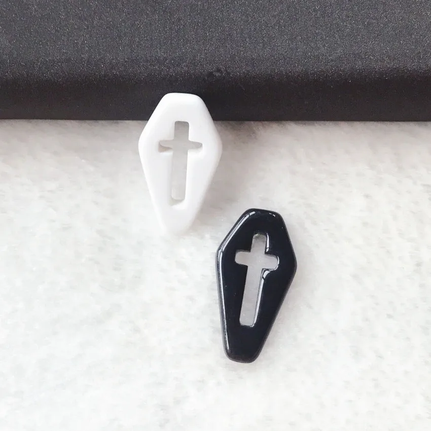 10pcs  29*16mm Punk Style Coffin Planchette Charms Flat back Resin Cross  Accessory for Necklace Pendant DIY Making