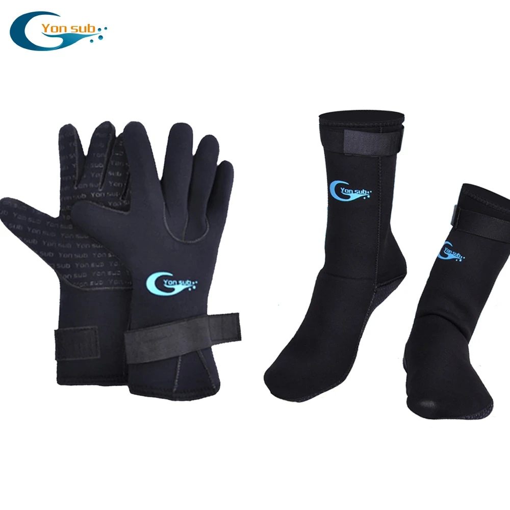 Yonsub 3-5mm neoprene diving gloves, diving socks, diving caps can prevent scratches and warming snorkeling equipment