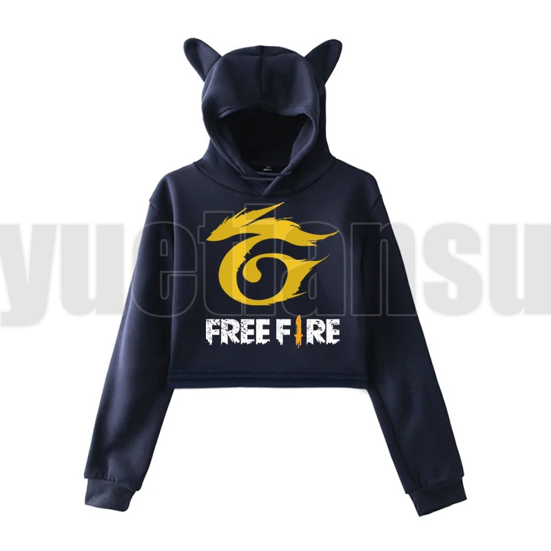 

New Women Harajuku Graphic Cat Crop Tops Hot Game Garena-Free Fire-Anime Hoodie Garena Roupa Angelical Killua Rabbit Streetwear