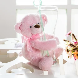 Kawaii recheado brinquedo macio bebê urso de pelúcia vaso huger rosa/azul marfim, 10 