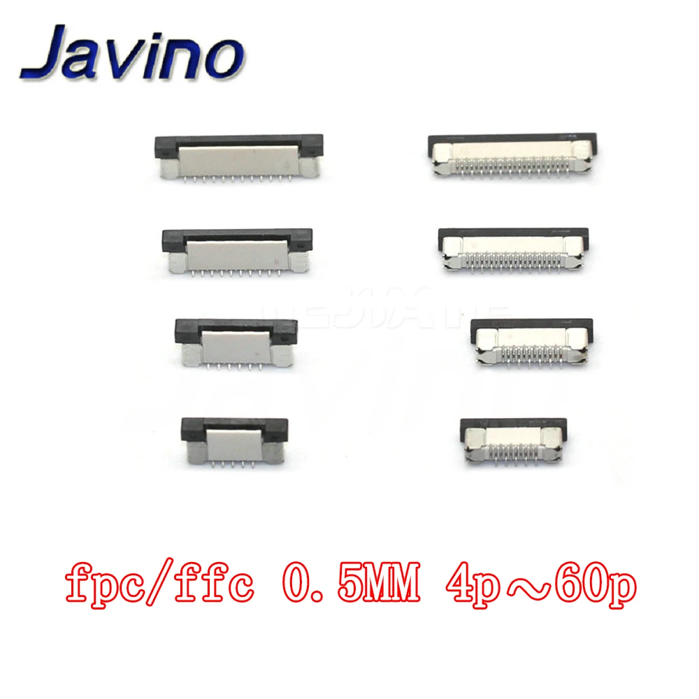 10pcs FFC FPC socket 0.5mm 4/6/7/8/9/10/12/14/15/16/20/22/24/26/28/30/34/40/45/50/54/60 Pin Vertical Type Ribbon Flat Connector