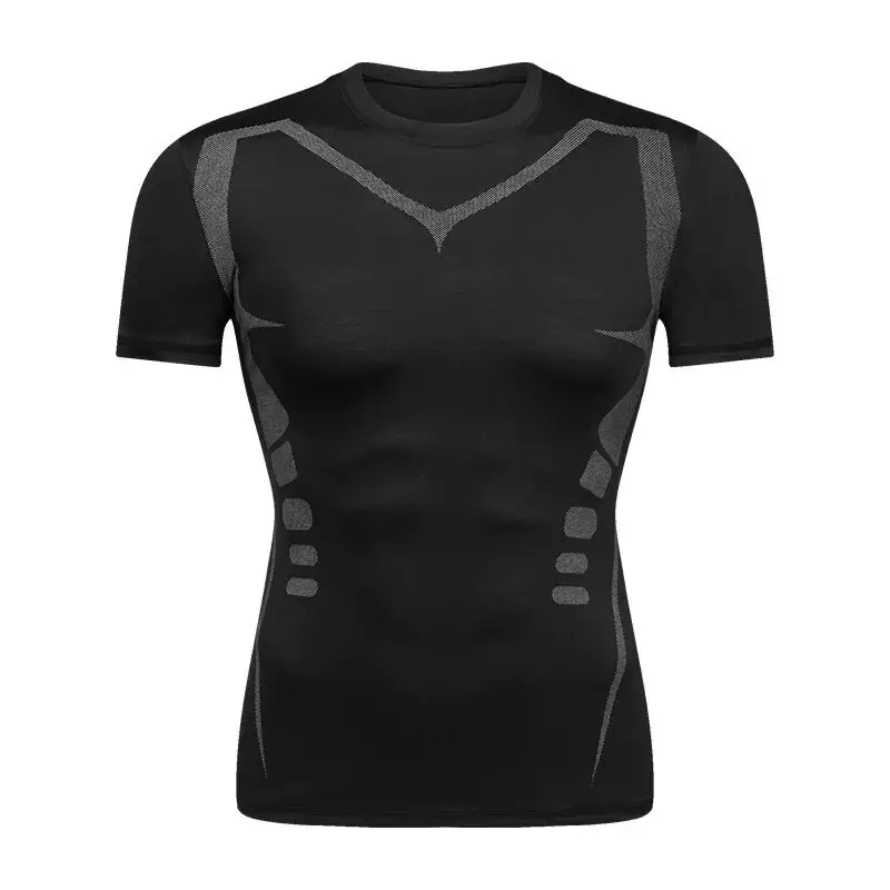 Mens Fitness Compression Running Sport T Shirt Fitness Jogging Suit Quick Drying Suit Gym MMA Boxing Jiu Jitsu Tight Sports Suit