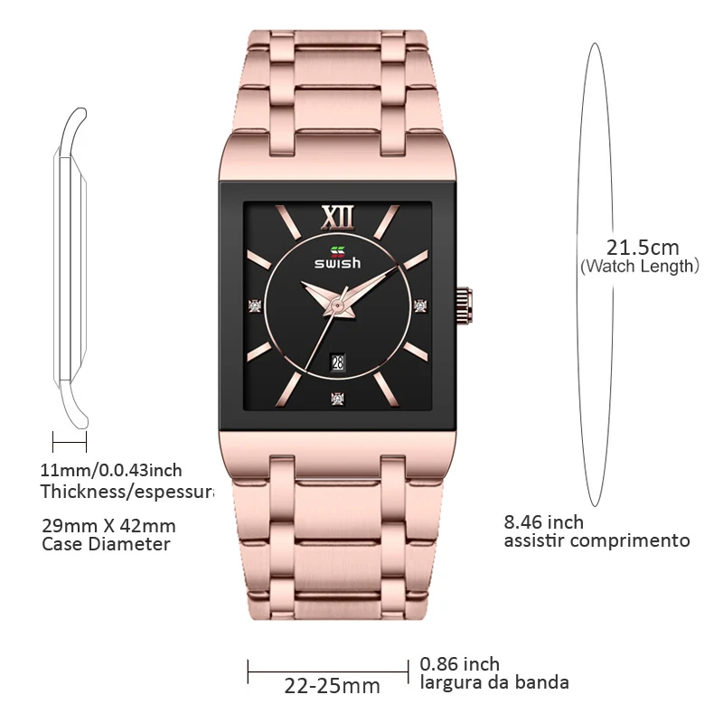 Women's Bracelet Watches Top Brand Designer Dress Quartz Watch Ladies Rosegold Square Wrist-Watch Waterproof Relogio Feminino