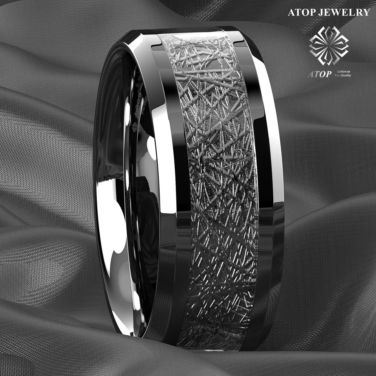 8mm silver Tungsten Carbide Ring Sterling silver Inlay Mens Wedding Band jewelry Free shipping