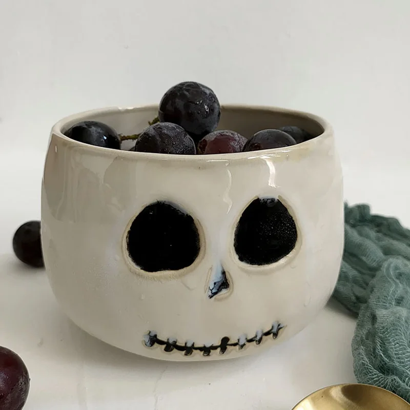 

Bowl Halloween Grimace Bowl Ceramic Beige Vajilla Bowls For Tableware Breakfast Dinner Halloween Party Pots Cocina для кухни