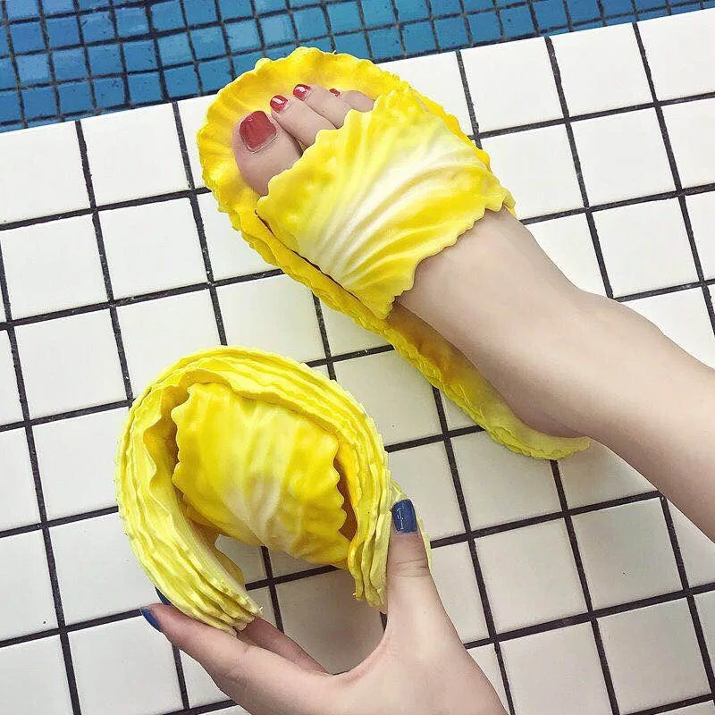 Cabbage Shape Slipper Women\'s Summer Bathroom Anti-slip Bath Students Fashion House Slippers Creative Shoes Children