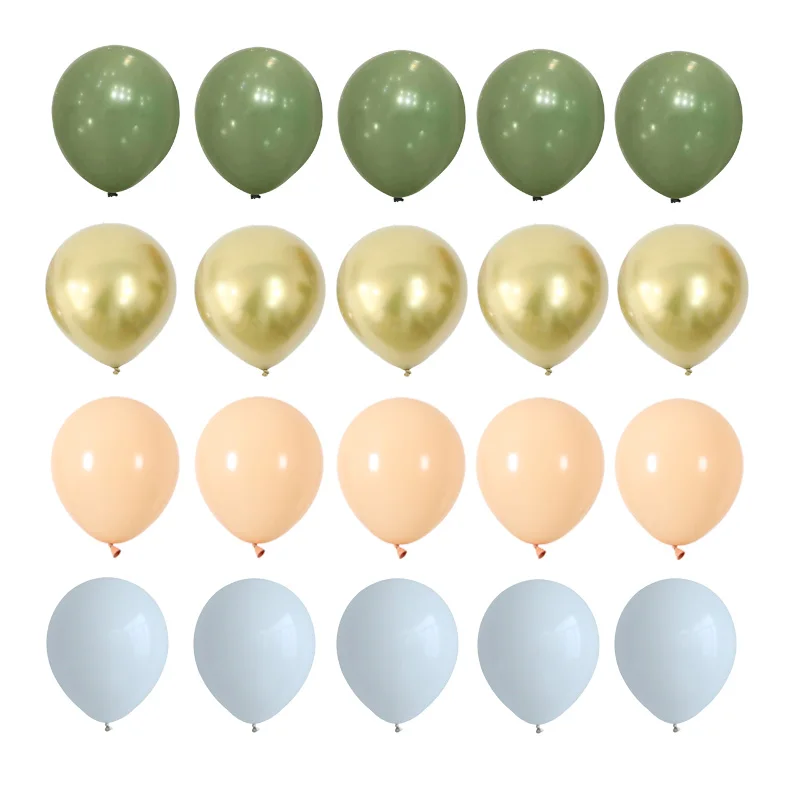 20pcs 10inch Avocado Green Balloon Kit Retro Pink White Gold Confetti Balls Birthday Wedding Jungle Party Decoration for Home