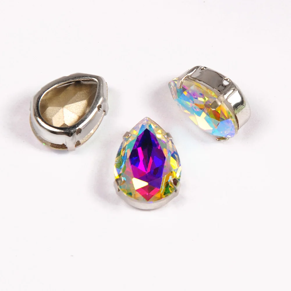 4320 Tropfenförmige Strass-Kupfer-Fassungen für Edelsteine, Silber- und Goldrahmen-Basis für Schmuck- und Kleidungsdekoration – Detail 4