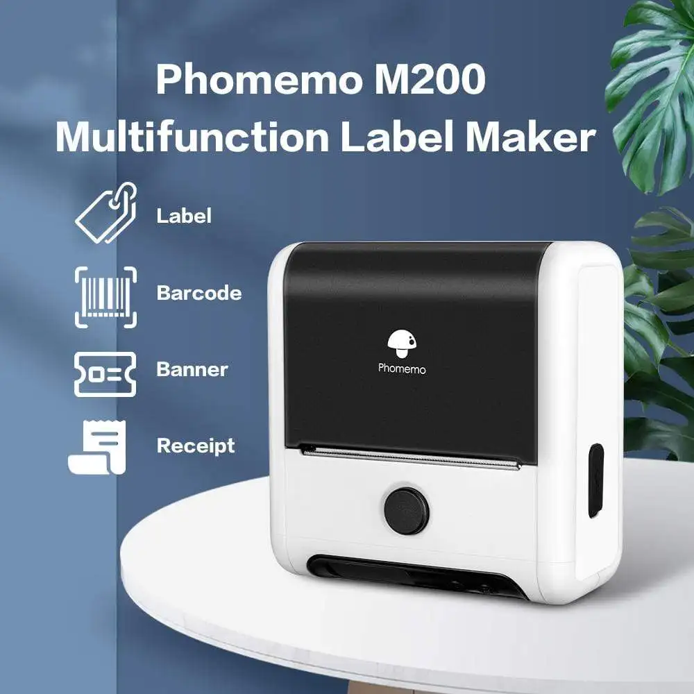 Phomemo Thermal Label Maker M200 Photo Big Sticker Printer Commercial Label QR Code,Barcode Labeler Machine Paper width:20-75mm