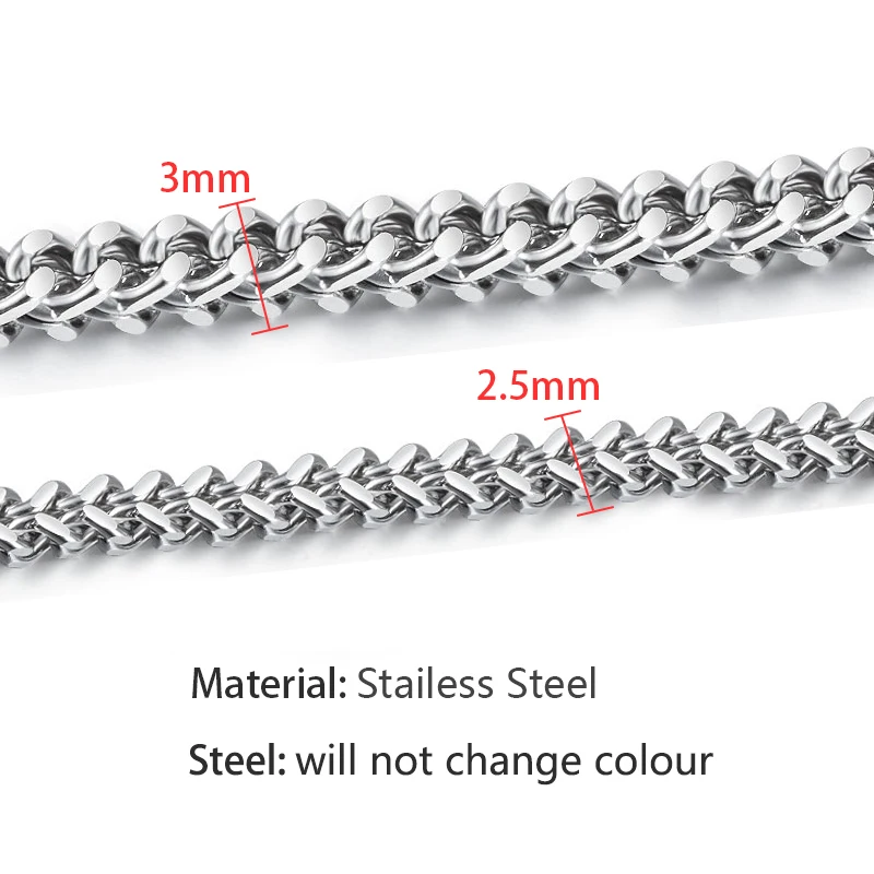 Stainless Steel Twist Chain Punk Necklace Men Women Bracelets Mechanical Chains Square Chocker DIY Jewelry Making Supplies Craft