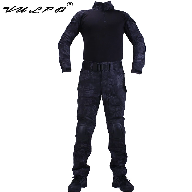 VULPO Camouflage BDU Typhon Combat Uniforms Shirt/Broek & Elbow/Knee Pads Militaire Game Cosplay Uniform Ghilliekostuum