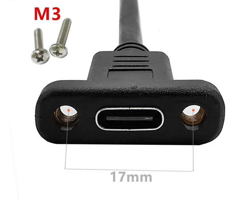 10 Gb/s 100 W 5 A PD 4K USB-C USB 3.1 Typ C 90 stopni kąt prosty Przedłużacz męski na żeński z otworem na śrubę do montażu panelowego — zdjęcie 7