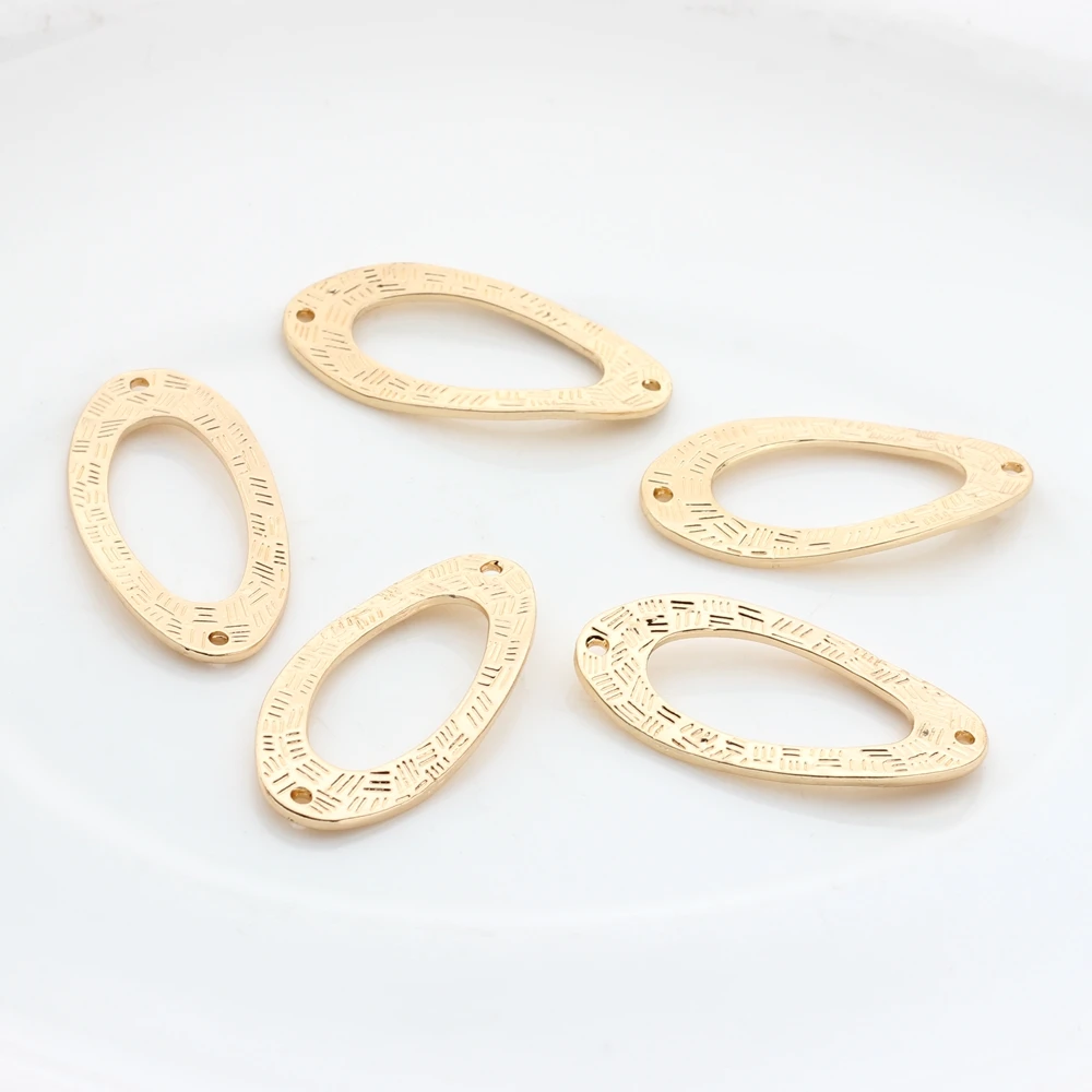 35*17mm 5pcs/lot Zinc Alloy  Oval Porous Twisted Connector Charms Linker For DIY Necklace Earring Jewelry Accessories