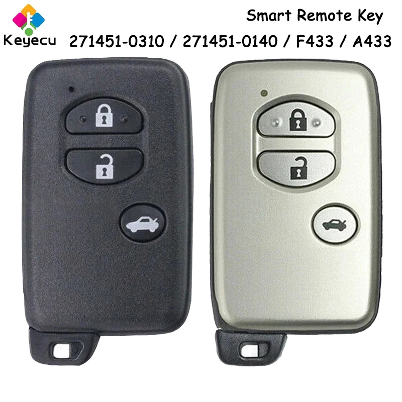 

KEYECU Smart Remote Car Key With 3 Buttons 433MHz for Toyota Camry Crown Mark X Majesta Fob 271451-0310 271451-0140 F433 A433