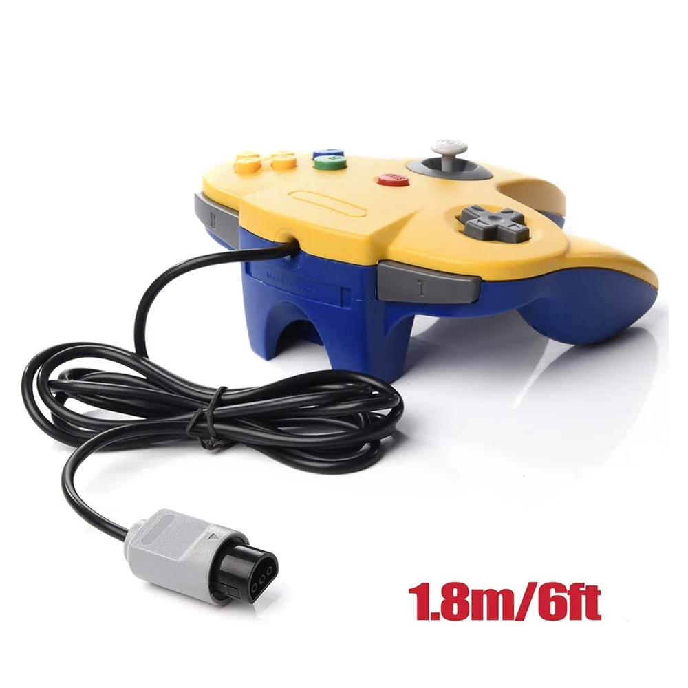 2pcs Classic N64 Controller, miadore Rerto N64 Gaming Remote Gamepad Joystick for N64 Console Video Game System(Yellow and Blue)