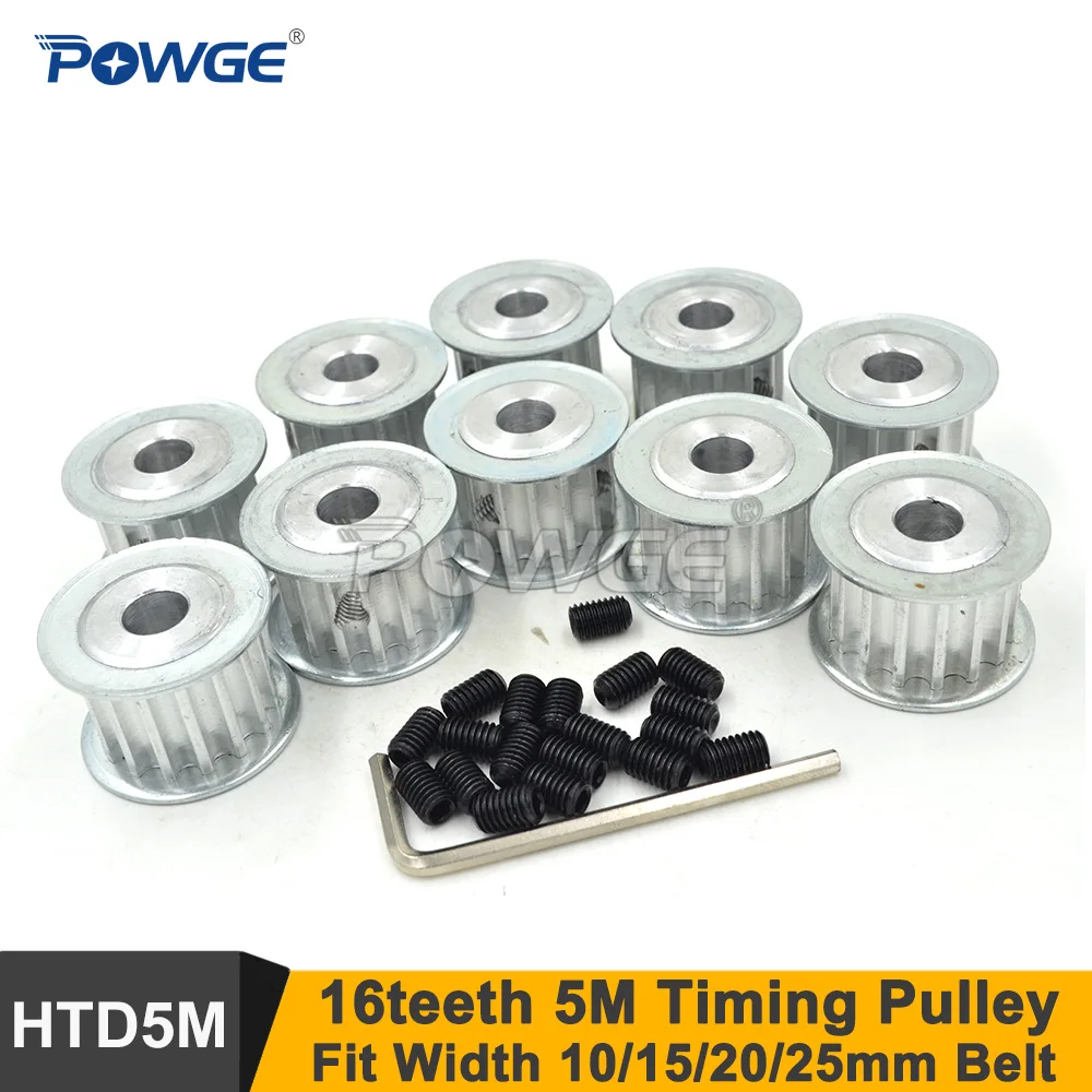 

POWGE 16 Teeth 5M Synchronous Pulley Bore 5-12mm Fit W=10/15/20/25mm 5M Timing Belt 16T 16Teeth HTD 5M Timing Pulley AF