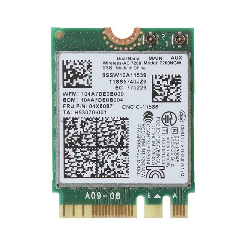 

NGFF Wifi Card for Intel 7260 7260NGW 802.11ac 867Mbps Fit for Bluetooth 4.0 04X6007 04W3806 for X250 x240 x230s t440 w540 t540