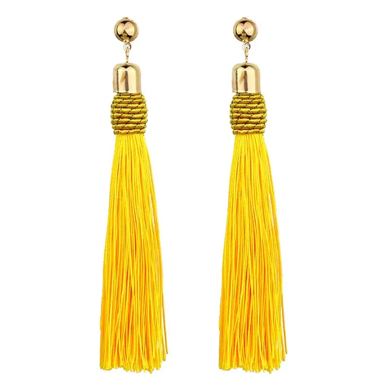 Bohemian Long Tassel Dangle Earrings For Women Red Black Silk Fabric Drop Statement Earring Ethnic Fashion Jewelry Gift