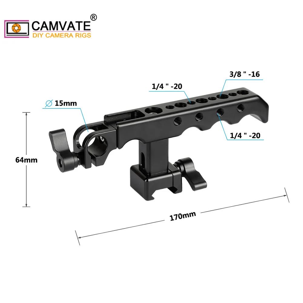 Impugnatura CAMVATE a sgancio rapido NATO con impugnatura per formaggio superiore con morsetto Standard da 15mm singolo per sistema di supporto per gabbia per fotocamera DSLR