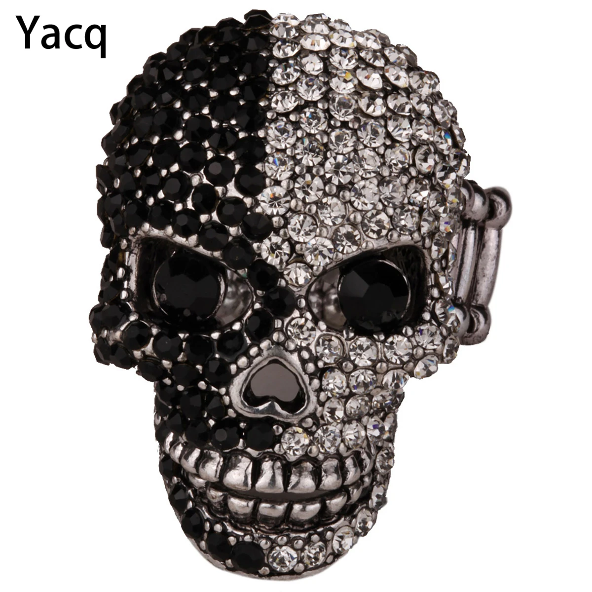 YACQ Skull Stretch Ring Women Girls Scarf Clasp Biker Bling Gothic Jewelry Gifts for Her Wife Mom Gold Silver Color Dropshipping