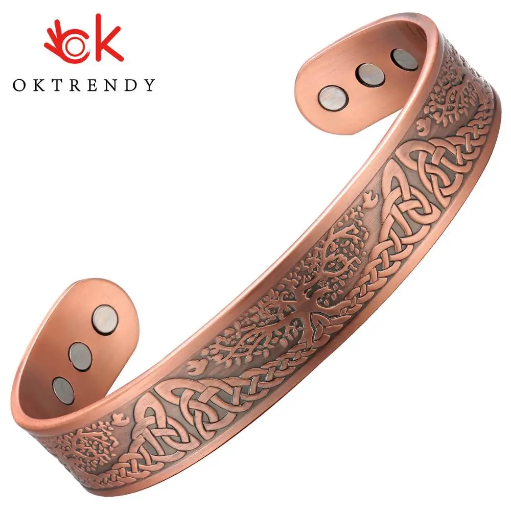 Magnetic Copper Bracelet & Bangles Health care Jewelry Lucky Gift Bangle Cuff For Women Carving Life Tree