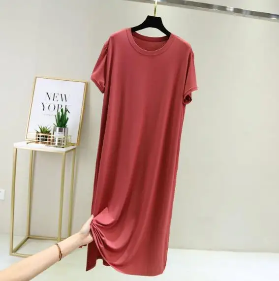 Plus size nightgown women new spring summer long dress modal cotton sleepwear night dress female loose night wear shirt camisola