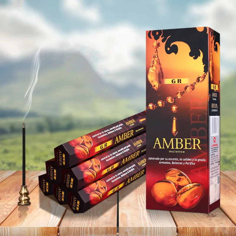 India Incense Amber Aroma Incense Stick Original Imported Big Box Air Clean Fragrance Incense Home Decor