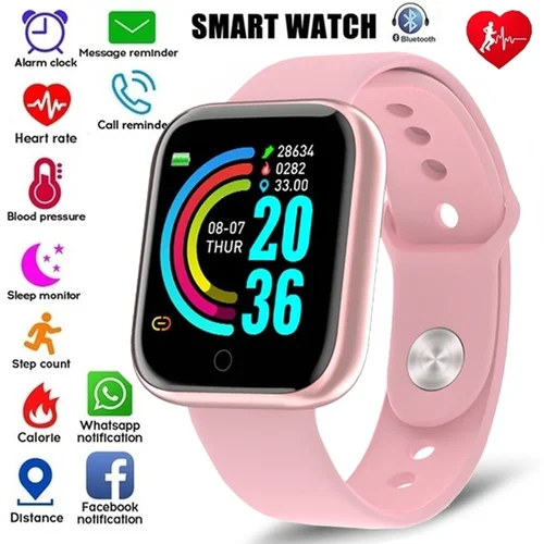 Imagen 2 del producto Monitor de salud reloj inteligente Y68 hombres relojes deportivos mujeres Fitness Tracker pulsera pasos calorías Bluetooth reloj de pulsera D20