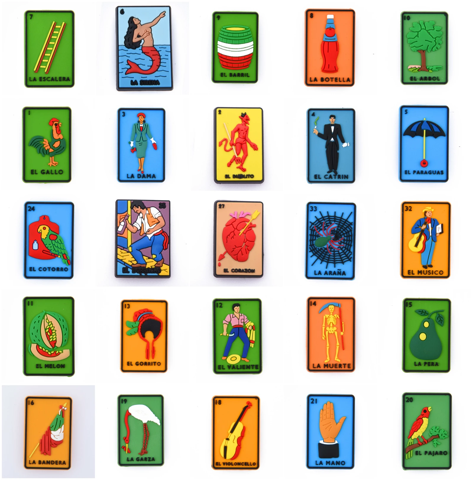 

New Custom Mexican Loteria Tarot Shoe Charms Fit For Clog Shoe Decoration Sandals Pvc For Adults Gifts Accessories