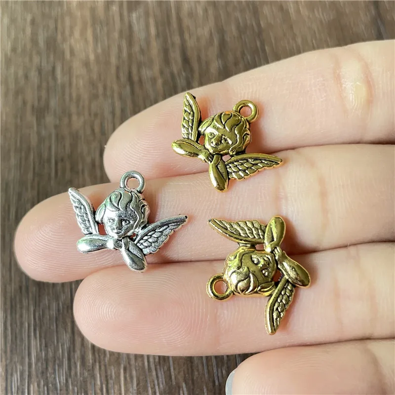 

15*20mm New Charm Cute Mini Angel Pendant DIY Bracelet Necklace Jewelry Craft Connector Making Amulet Accessories Wholesale