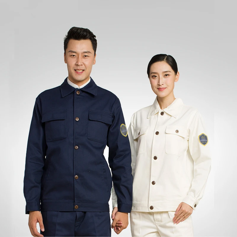 ผ้าฝ้าย Workder Coveralls ทนไฟเปลวไฟสวมใส่ Breathable อู่ต่อเรือเหล็กโรงงานต้ม Worker ชุด