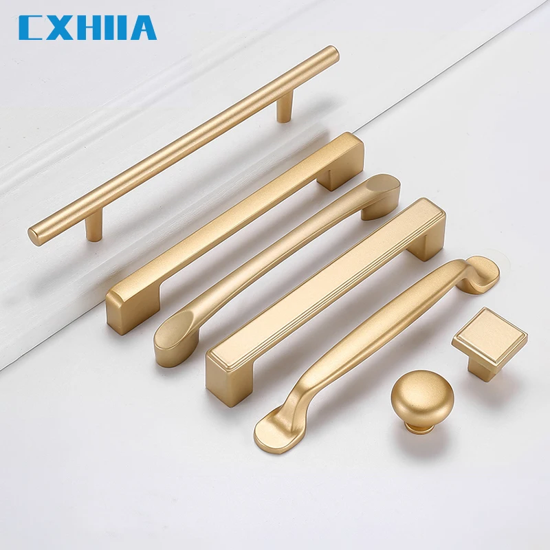 

CXHIIA Wardrobe Handle Hardware Door Nordic Cabinet Light Luxury Golden Drawer Single Hole