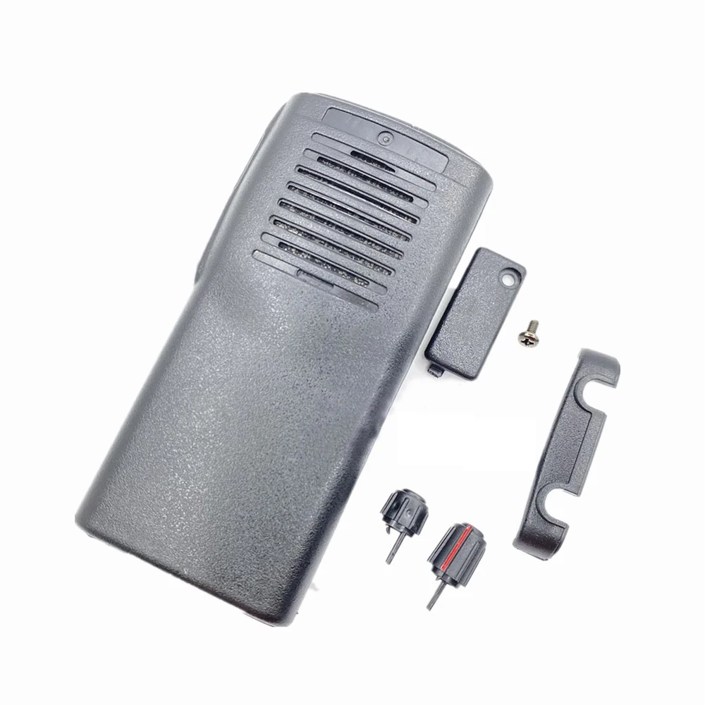 Kit de reparación de walkie-talkie, carcasa frontal negra con perilla de cubierta de auriculares para Kenwood TK3107 TK2107 TK-3107 Radio de TK-2107