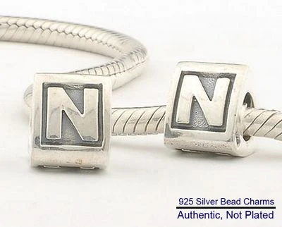 

DIY подходит для Браслеты алфавит подвески 100% серебряные бусины 925 пробы Бесплатная доставка