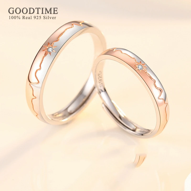 Fashion 925 Sterling Silver Rings For Woman Man Heartbeat Wave Zircon Couple Ring Lovers For Wedding Engagement Jewelry 