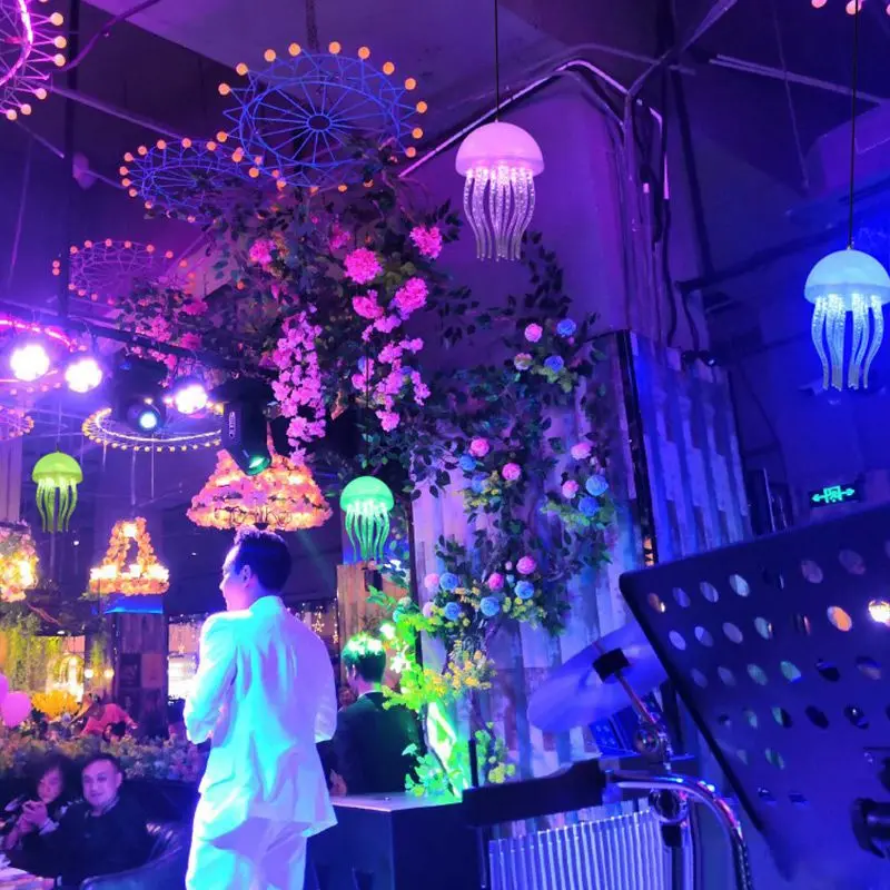 Nordic Led Pendant Lights Colorful Jellyfish Automatic Dimming Bar Light Coffee Children\'s Lamp Fancy Hanging Lighting