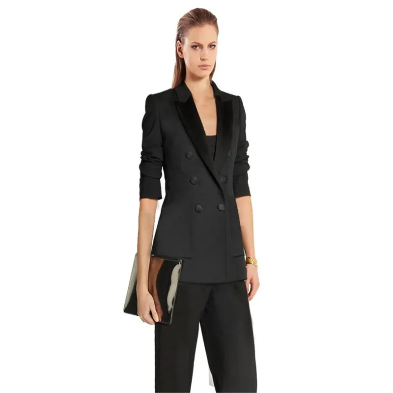 Black Women Business PantSuits 2 Piece Formal Professional Elegant Pantsuits Office Uniform Style Ladies Office Work Wear Suits