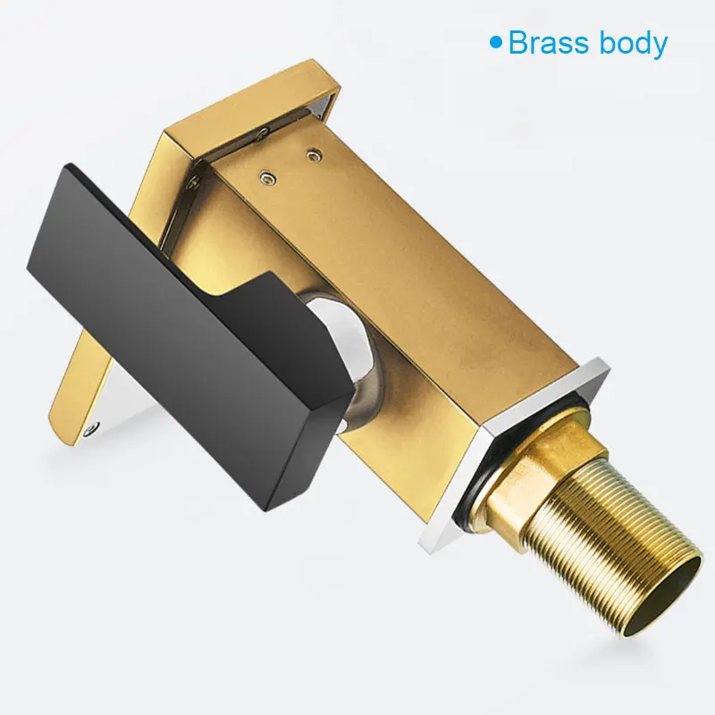 DOOKOLE LED Waterfall Bathroom Basin Faucet, Single Handle Cold Hot Water Mixer Sink Tap RGB Color Change Powered by Water Flow