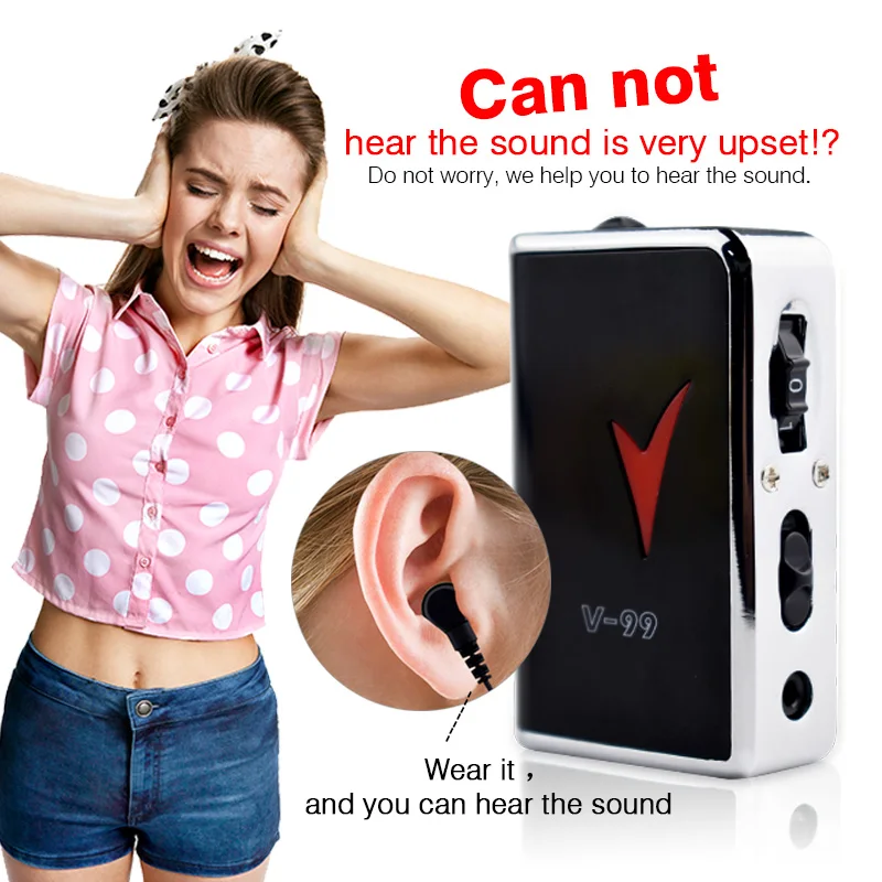 Hearing Aid Voice Sound Amplifier V-99 Hearing Aids Behind Ear Adjustable For The Elderly Deaf Hearing Loss Device