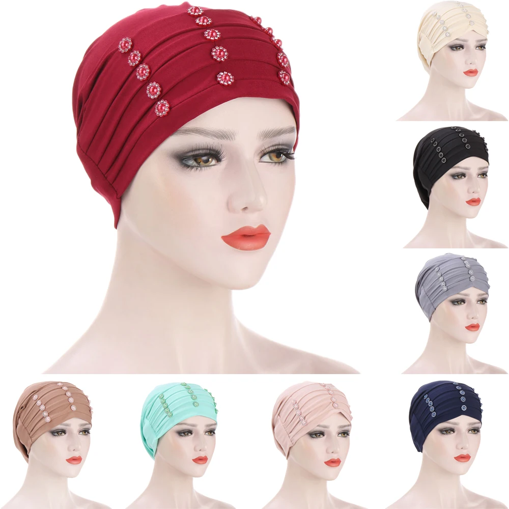 Women India Hat Muslim Ruffle Draped Femme Musulman Cancer Chemo Beanie Turban Wrap Scarf Cap Islamic Head Cover Hair Loss Hats