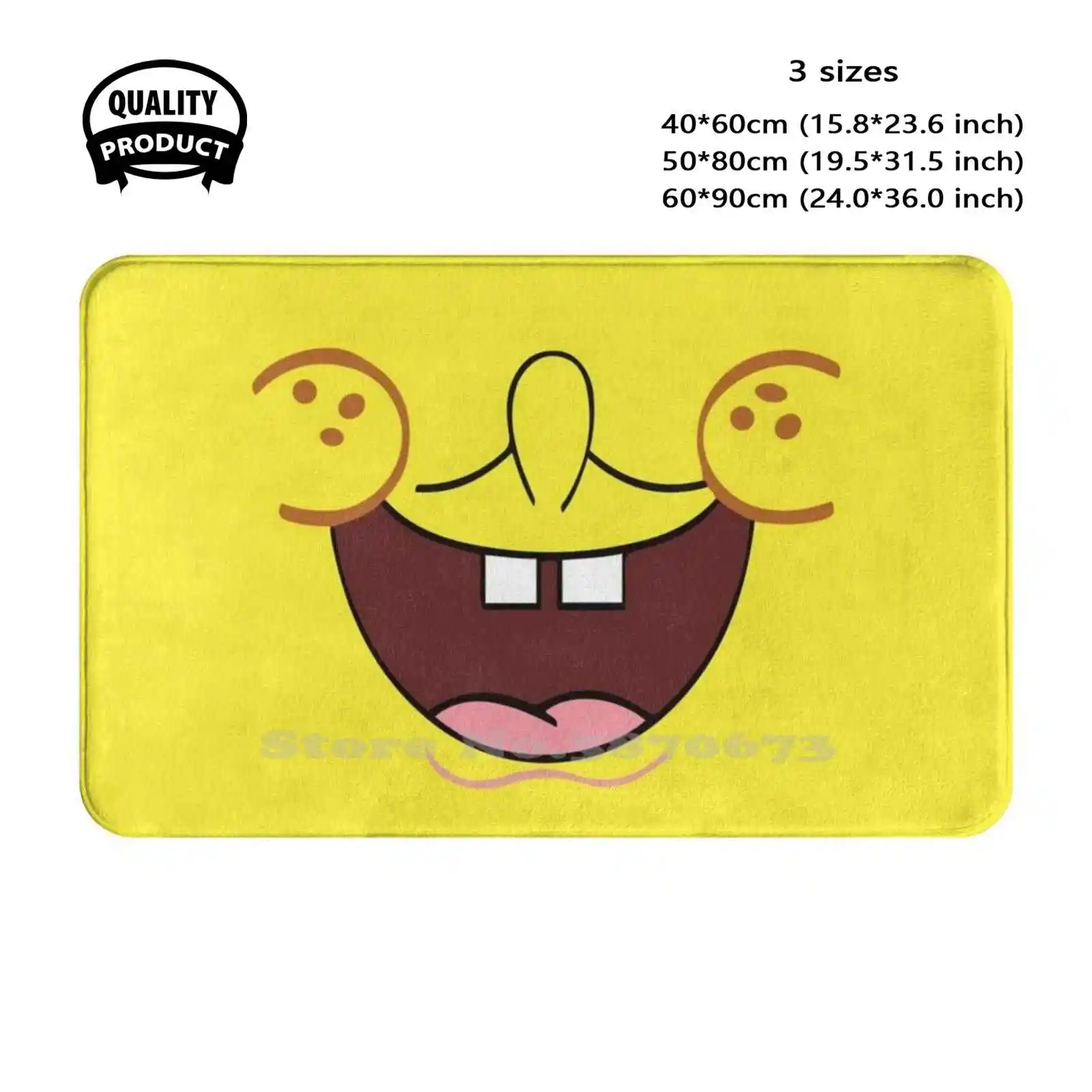 Mouth Soft Cushion Home Carpet Door Mat Car Rug Cartoon Tv Show Face Colorful Square Mouth Head Yellow Hd Kids