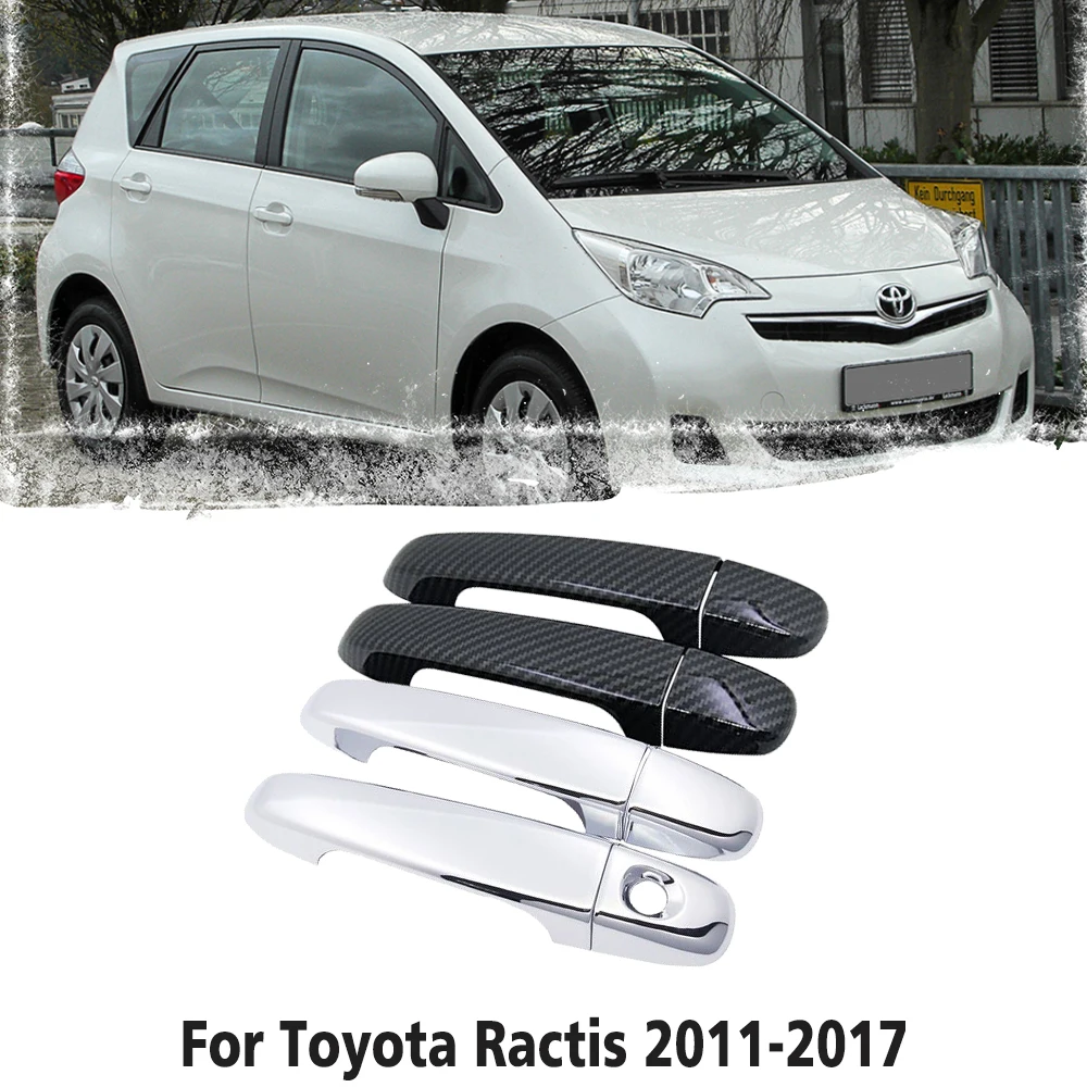 

for Toyota Ractis Verso-S Space Verso Subaru Trezia 2011~2017 Carbon Fiber Chrome Door Handle Cover Car Accessories Stickers