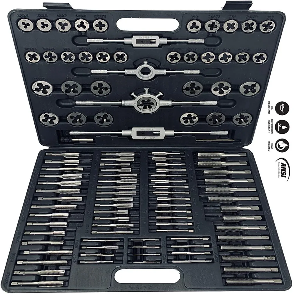 

110Pcs Tap Die Set Tungsten Steel Standard Metric Tool Combination Set For Cutting External Internal Threads Hand Tools,Workshop