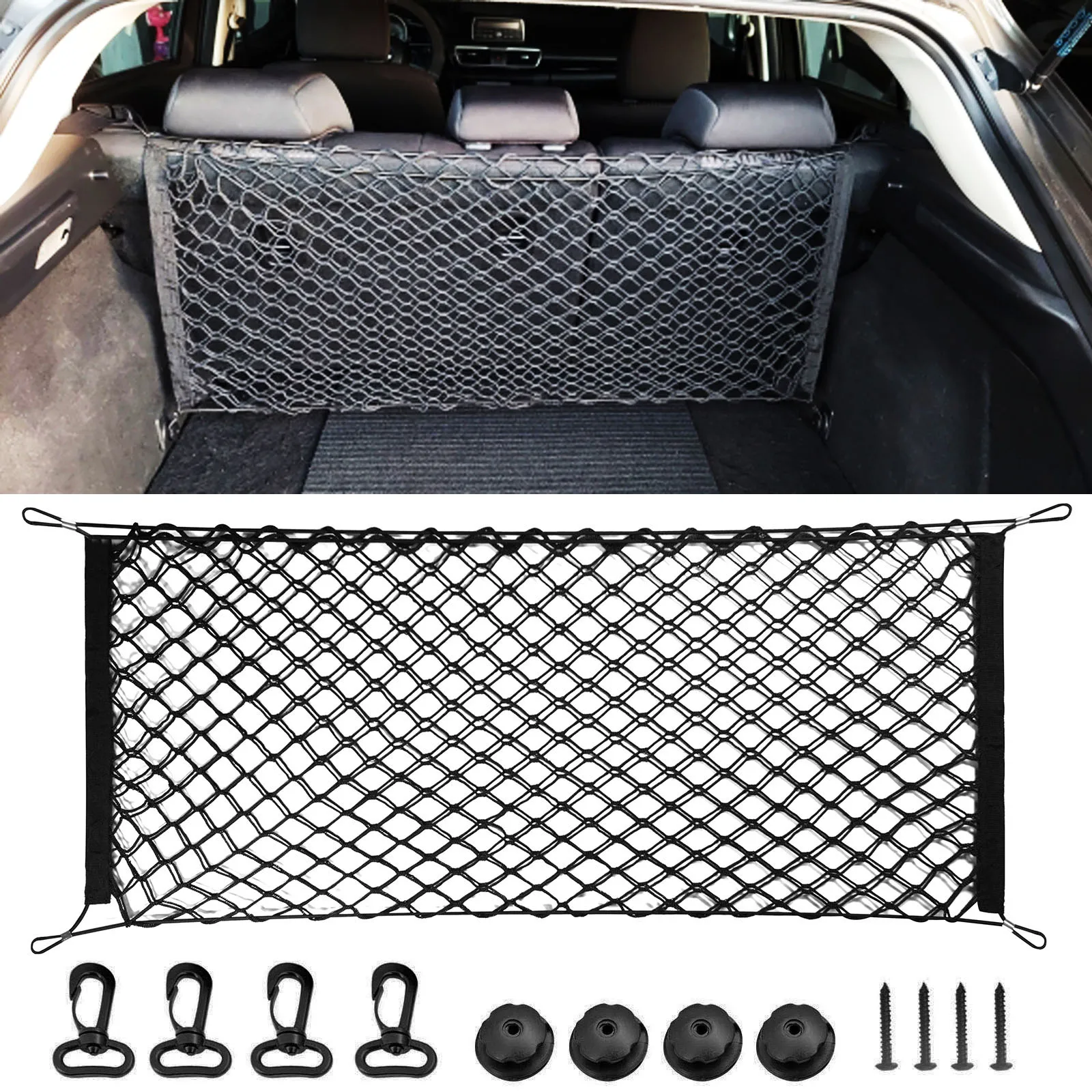 For Skoda Octavia A5 A7 Kodiaq Rapid Fabia 1 2 Superb Yeti Auto Car Trunk Luggage Storage Cargo Organiser Nylon Elastic Mesh Net